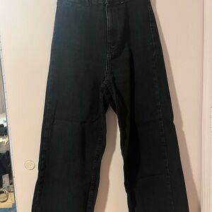 Zara High Waisted Wide Leg Black Jeans